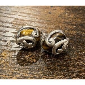 925 Sterling Silver Earrings Tiger’s Eye Bali Indonesian 4.84g